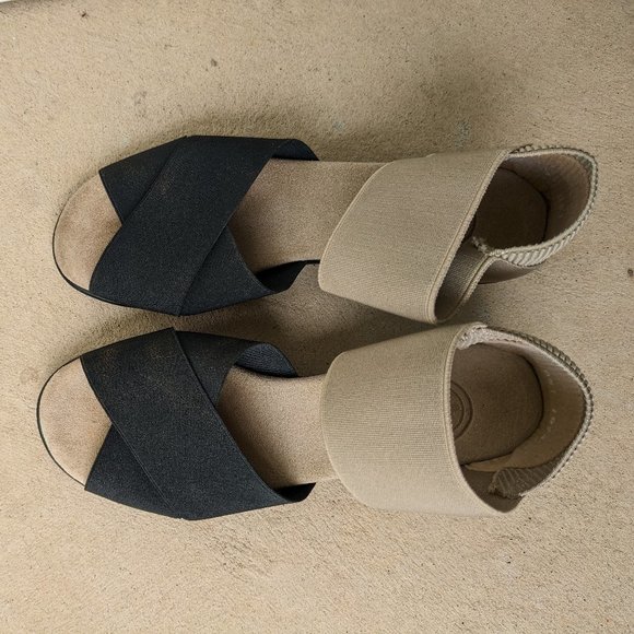 Tan and Black Strappy Short Heels ๐ - Picture 3 of 5